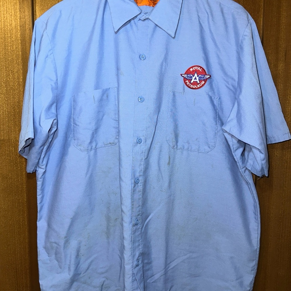 Royal Petroleum Vintage Gasoline Logo Work‎ Shirt Size XL Short Sleeve